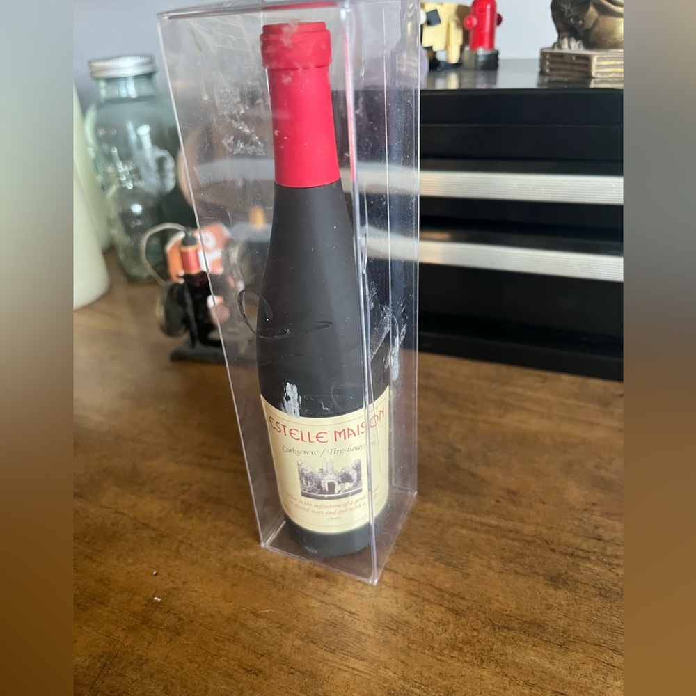 Estelle Maison Red and Black Wine Bottle shaped corkscrew